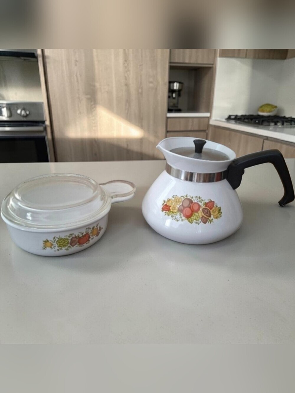 Vintage Corning Ware Spice of Life Set 1970s Coffee Pot & Covered Casserole Dish